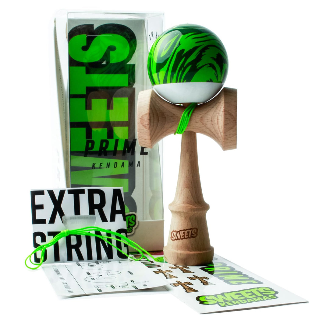 Sweets Kendamas Grain Split Boost Kendama Improves Hand Eye Coordination Reflexes Premium Skill Toy Extra String Accessory Gift Bundle (Veggie)