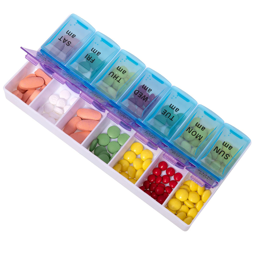 Large Pill Organizer 2 Times a Day Weekly Pill Box AM PM Pill Case Pill Container 7 Day